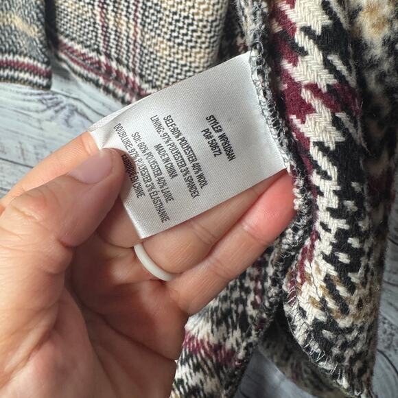 Eva Franco Plaid Wool Blend Kimono Coat Wrap Jacket XS/S Oversized - Picture 4 of 6